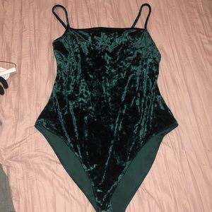 Suede green body suit